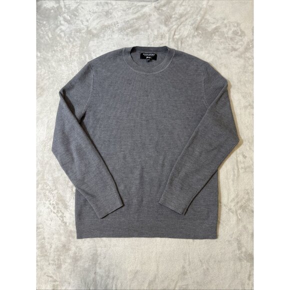 Banana Republic Italian Marino wool sweater gray crewneck Baruffa Men’s Large - Picture 1 of 8